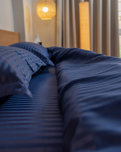 MIDNIGHT BLUE stripe duvet cover