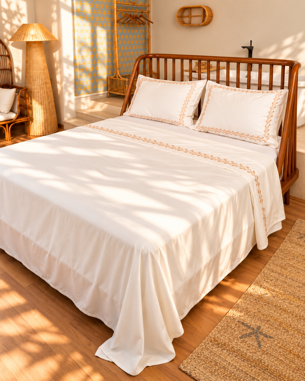 LIORA Embroidered Premium Cotton Bedsheet