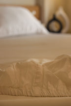 RIBBONELLE CREAM silky cotton bedsheet