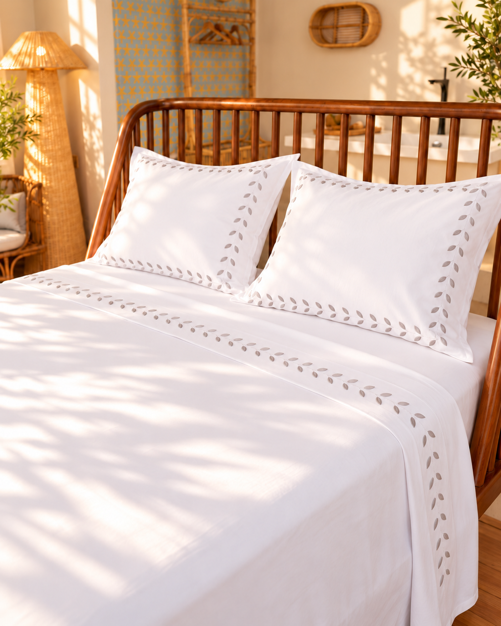 EVERLEAF Embroidered Premium Cotton Bedsheet