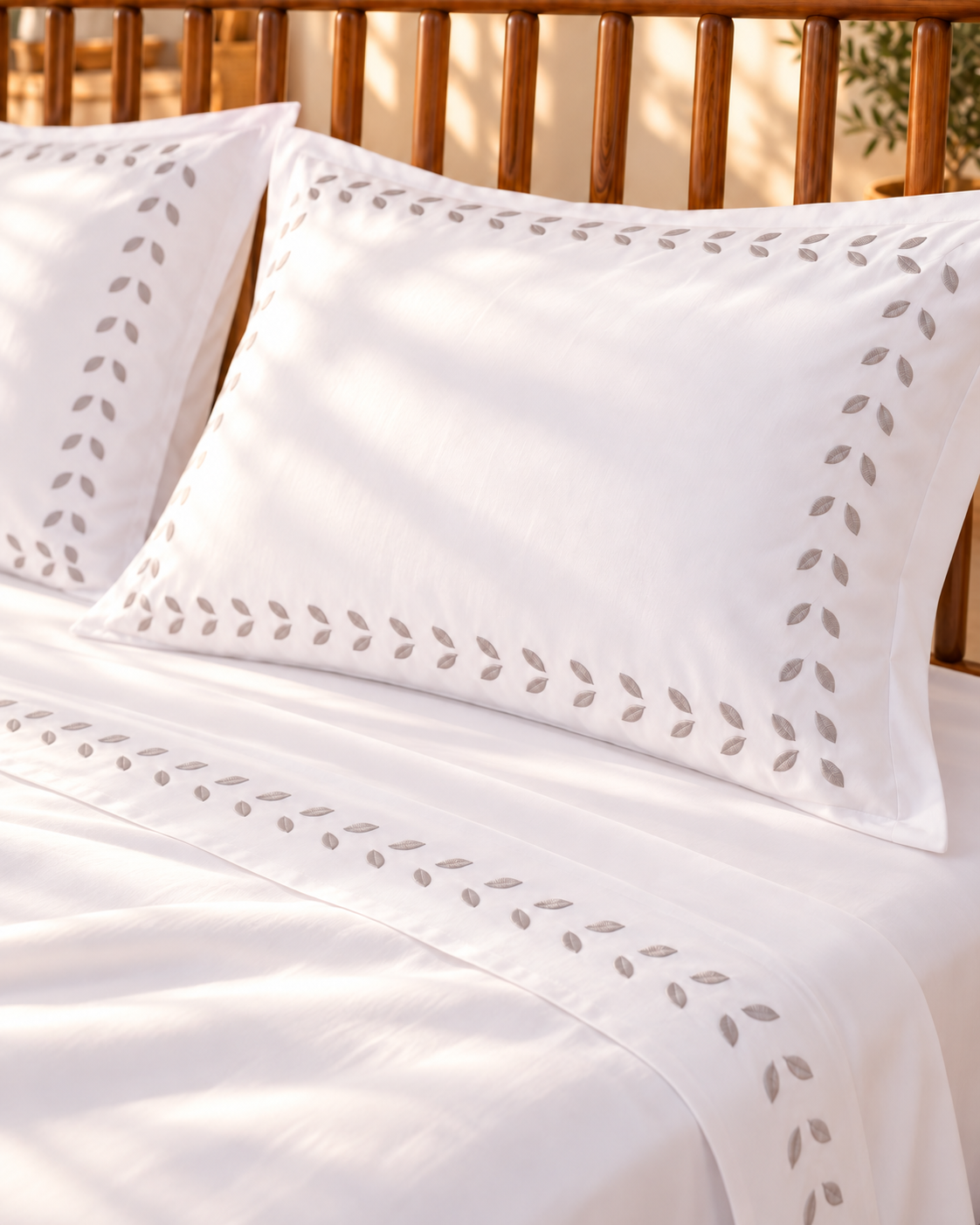 EVERLEAF Embroidered Premium Cotton Bedsheet