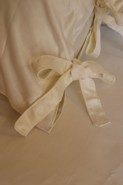 RIBBONELLE CREAM silky cotton bedsheet