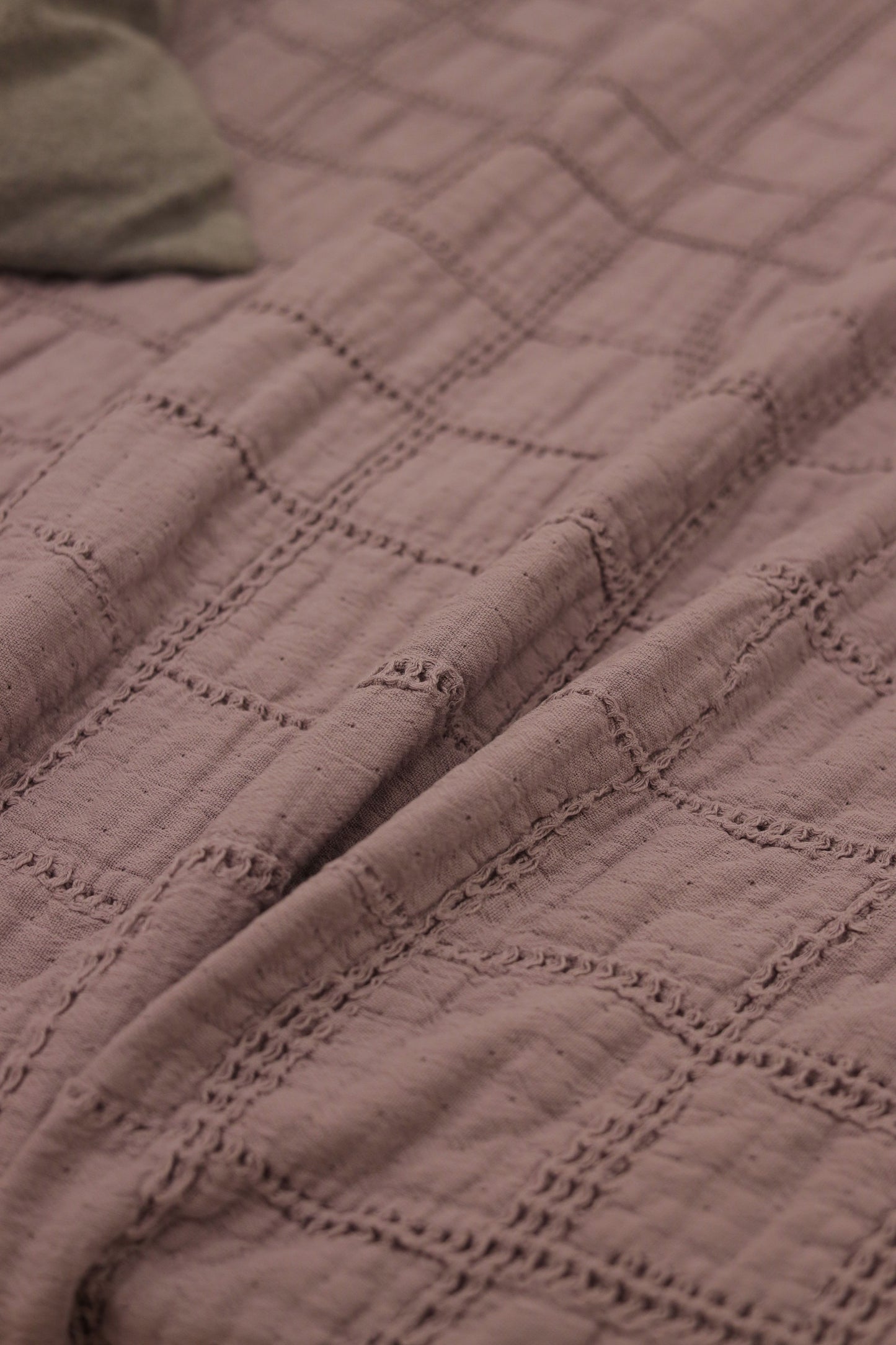 LAVENDER SQUARES Cotton Throw Blanket