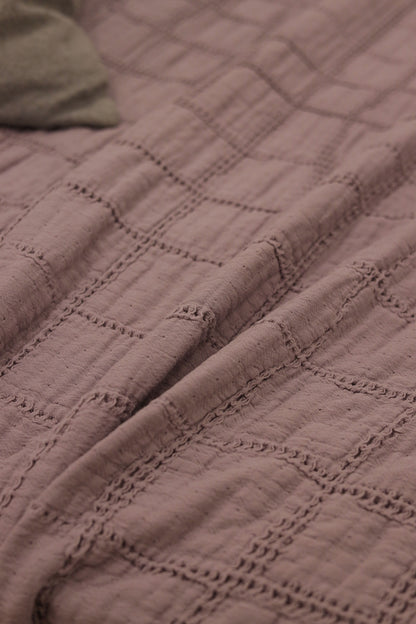 LAVENDER SQUARES Cotton Throw Blanket