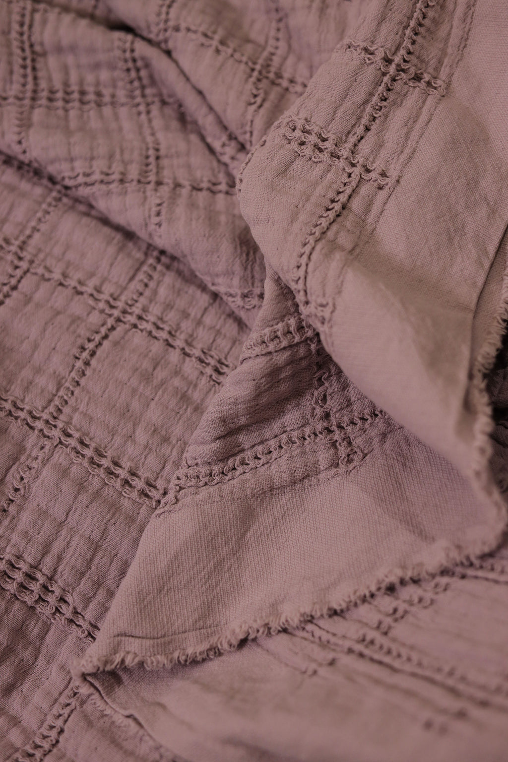 LAVENDER SQUARES Cotton Throw Blanket