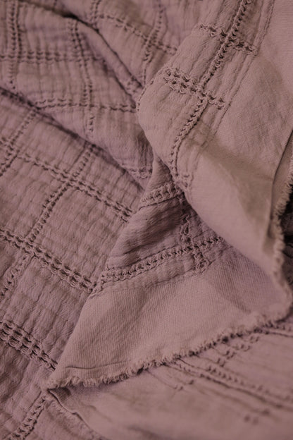 LAVENDER SQUARES Cotton Throw Blanket