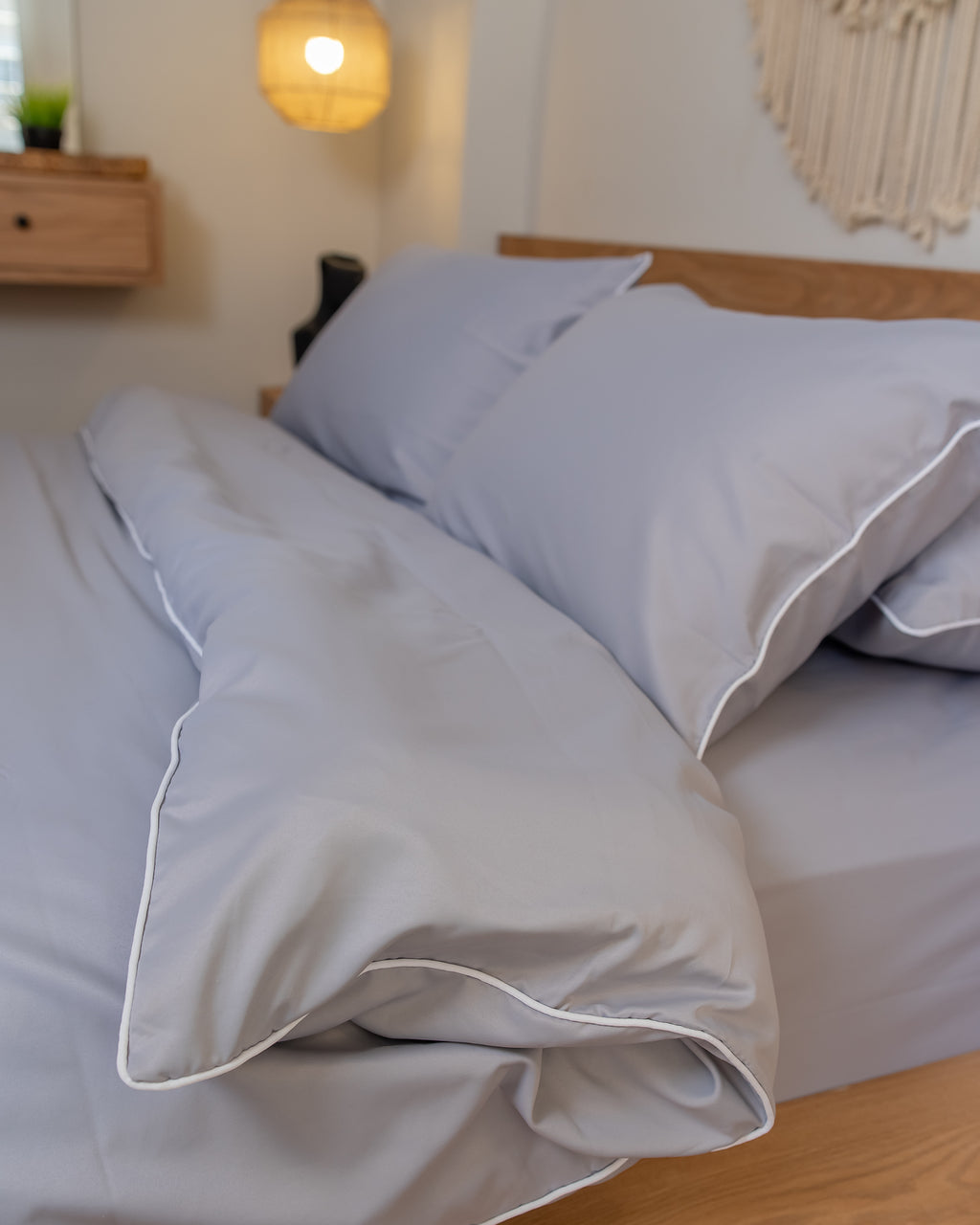 GREY silky cotton duvet cover