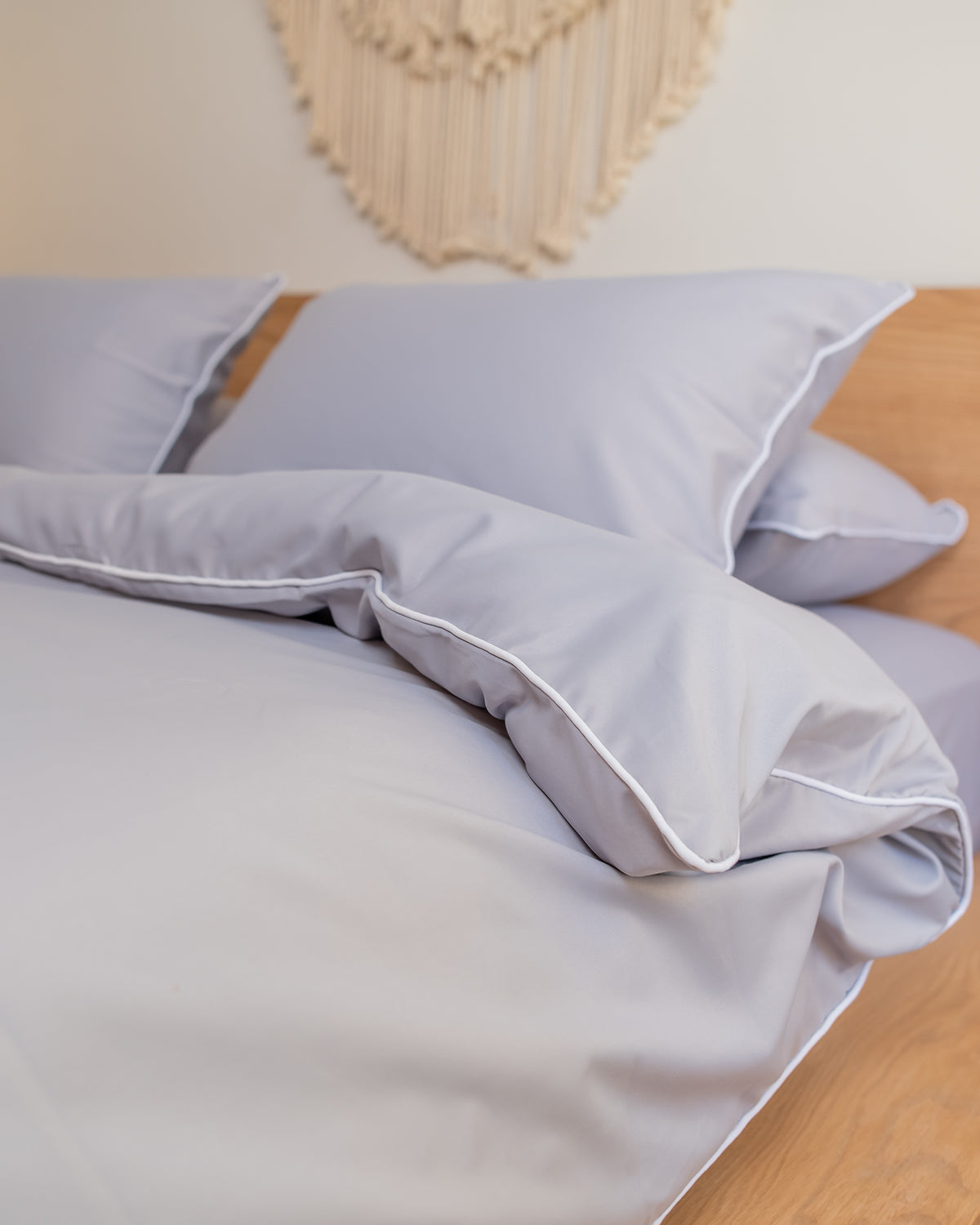 GREY silky cotton duvet cover