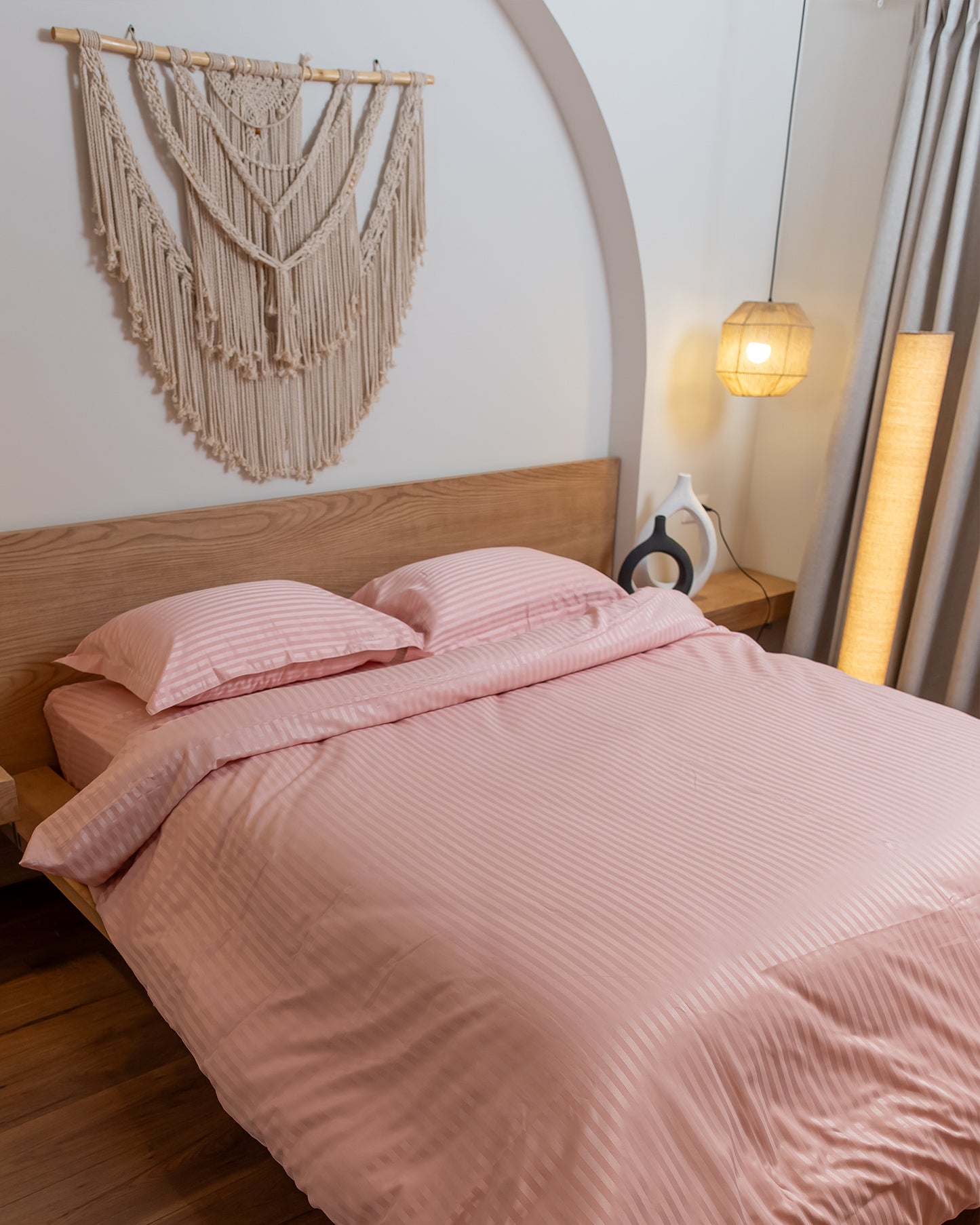DUSTY ROSE  stripe duvet cover