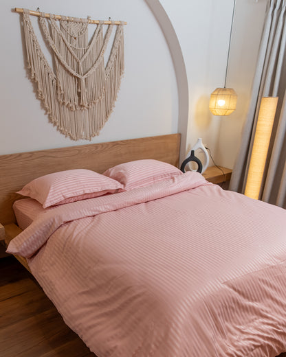 DUSTY ROSE  stripe duvet cover