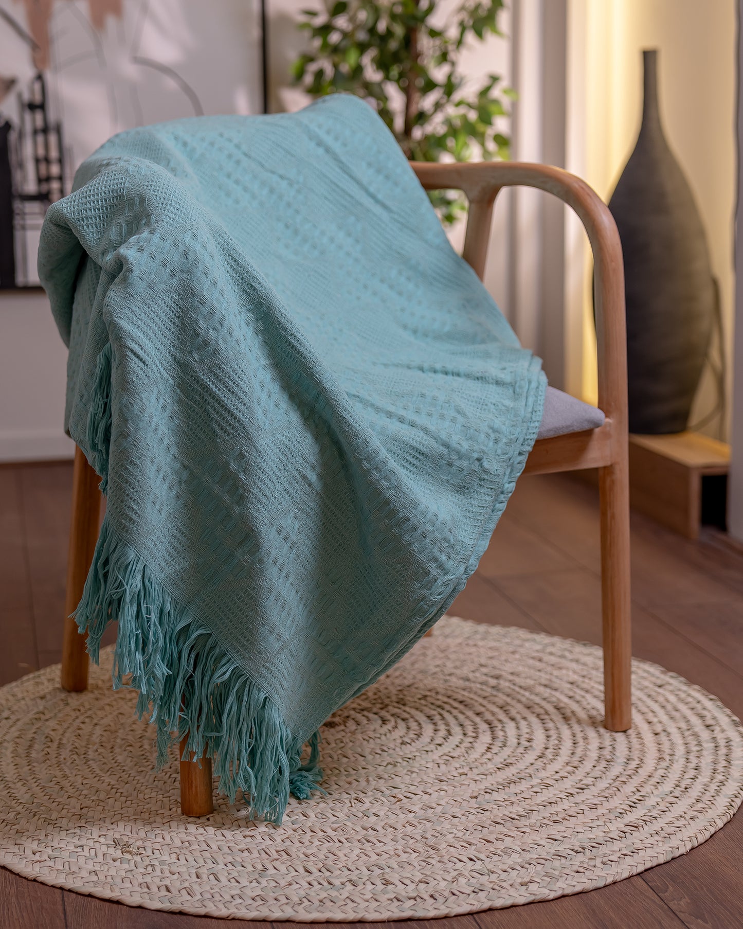 MINT GREEN Becca Cotton Throw Blanket