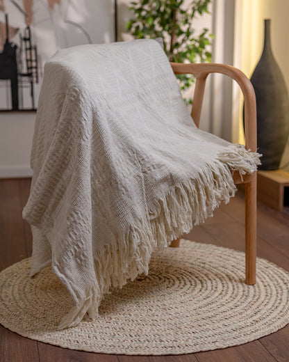 OFF WHITE Becca Cotton Throw Blanket