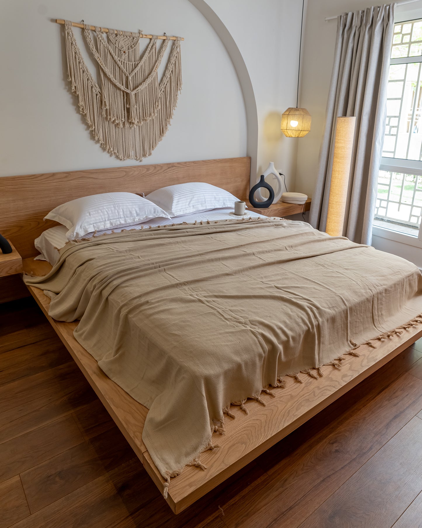 BEIGE Turkish Cotton Throw Blanket