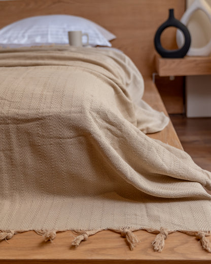 BEIGE Turkish Cotton Throw Blanket