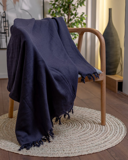 BLUE BLACK Turkish Cotton Throw Blanket