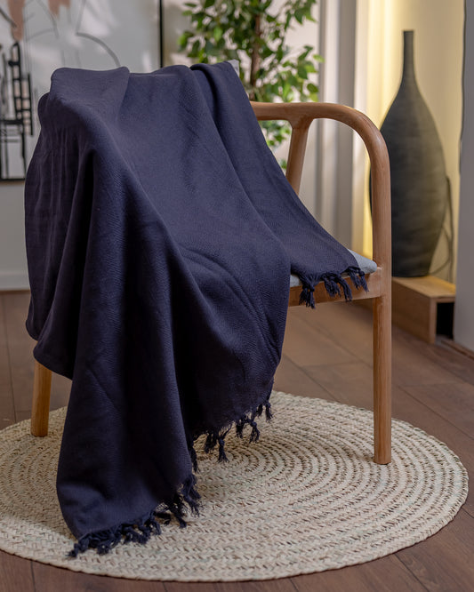 BLUE BLACK Turkish Cotton Throw Blanket