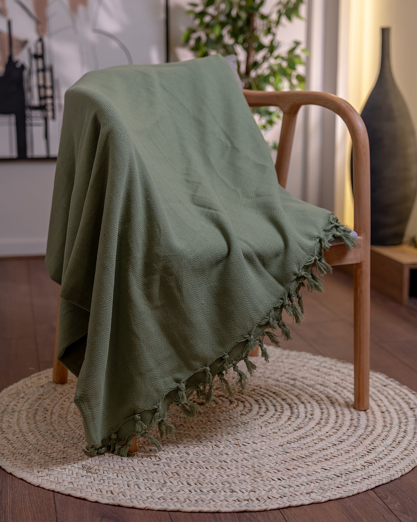 OLIVE Turkish Cotton Throw Blanket