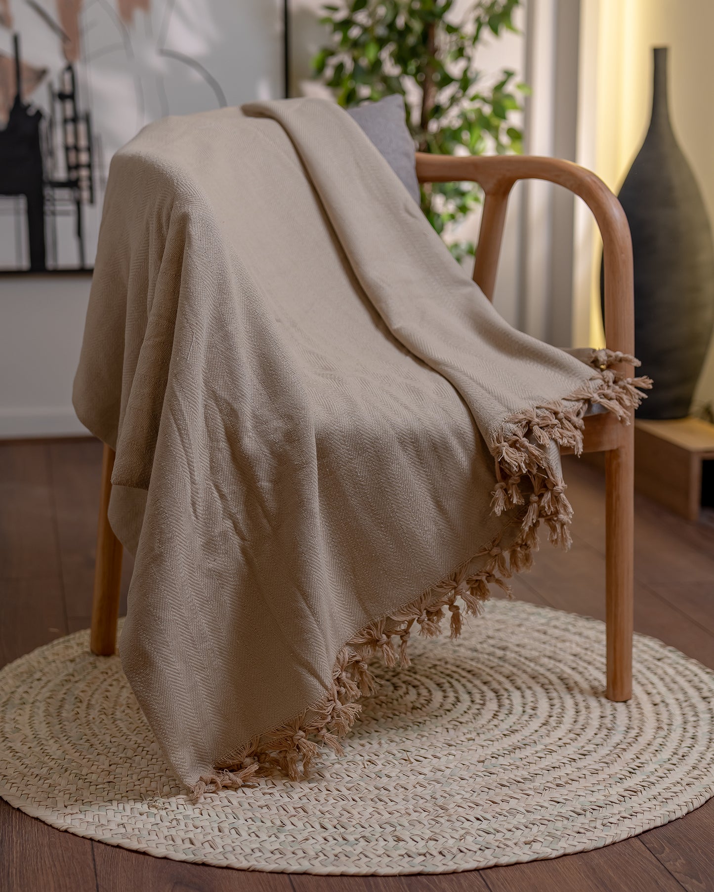 BEIGE Turkish Cotton Throw Blanket