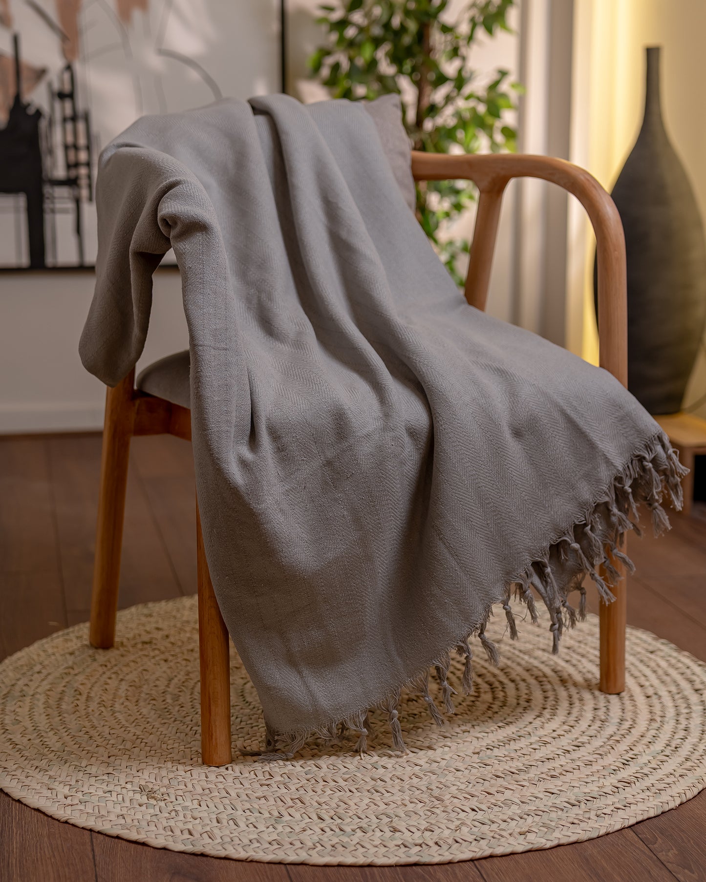 GREY Turkish Cotton Throw Blanket
