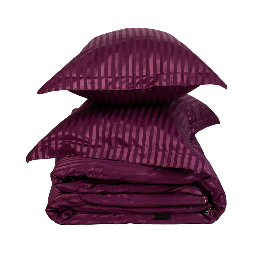 DEEP PLUM stripe duvet cover