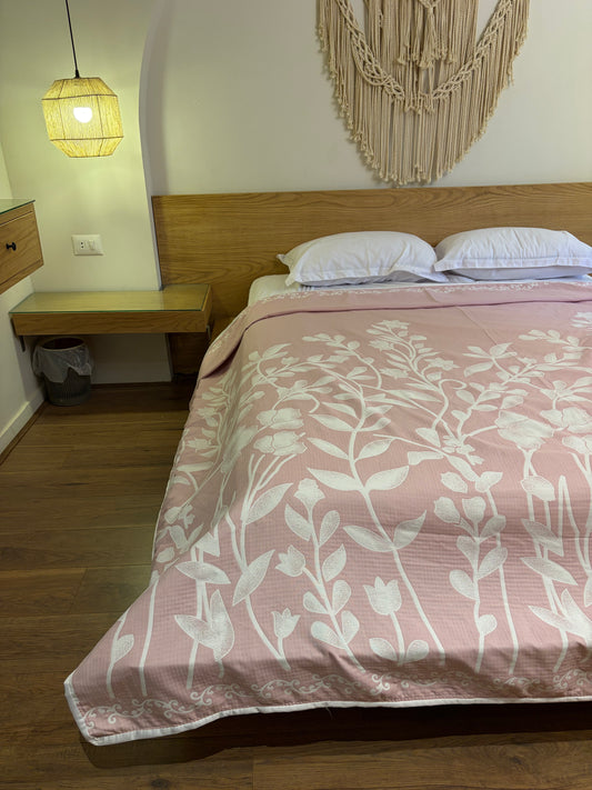 ROSE ANATOLIA Turkish cotton throw blanket