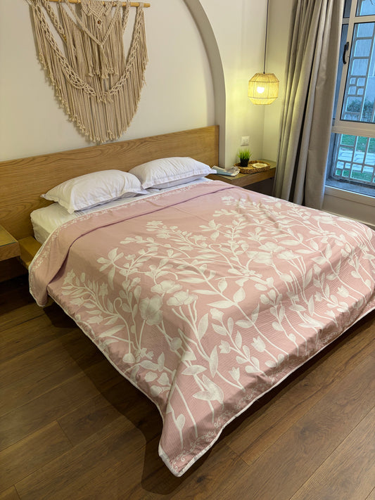 ROSE ANATOLIA Turkish cotton throw blanket