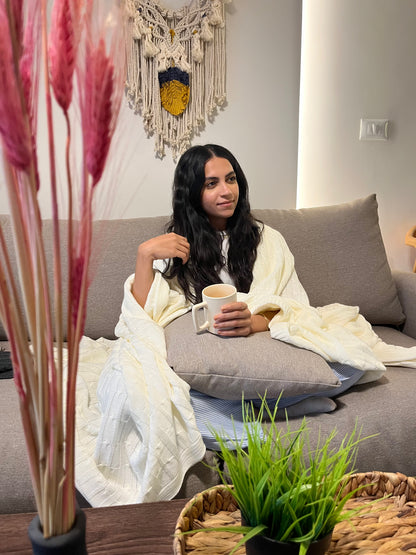 MILKY Knitted cotton Throw Blanket