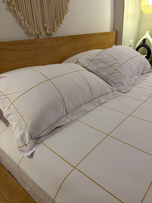 YELLOW LINEA cotton bedsheet