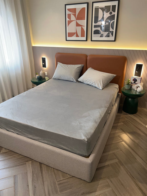 GREY Plain Velvet Bedsheet