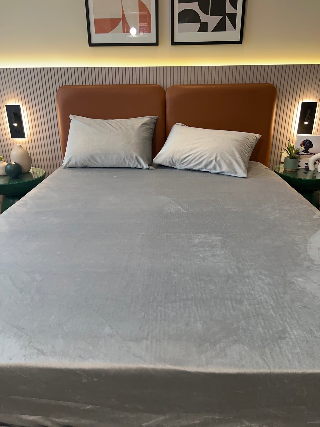 GREY Plain Velvet Bedsheet