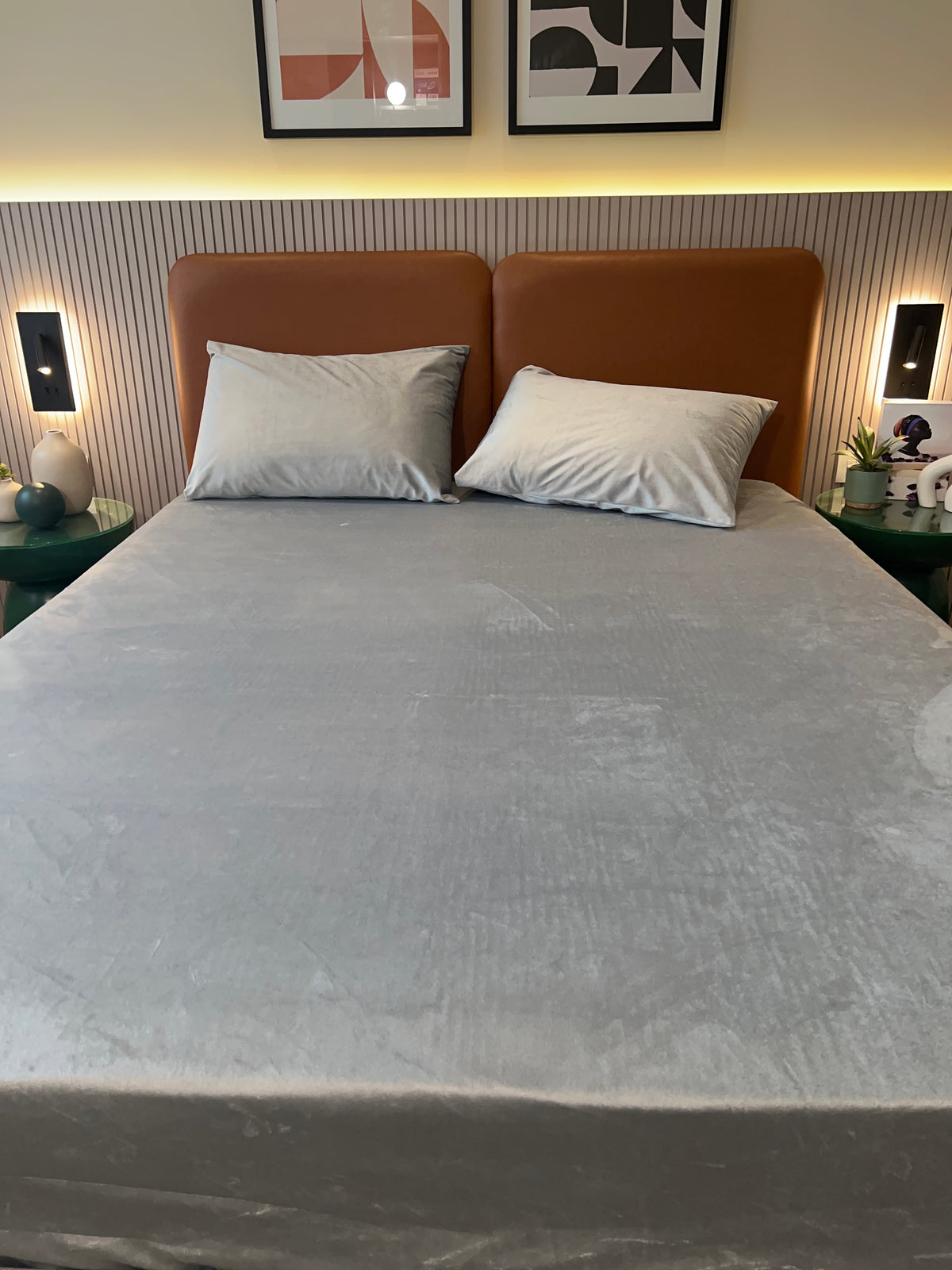 GREY Plain Velvet Bedsheet