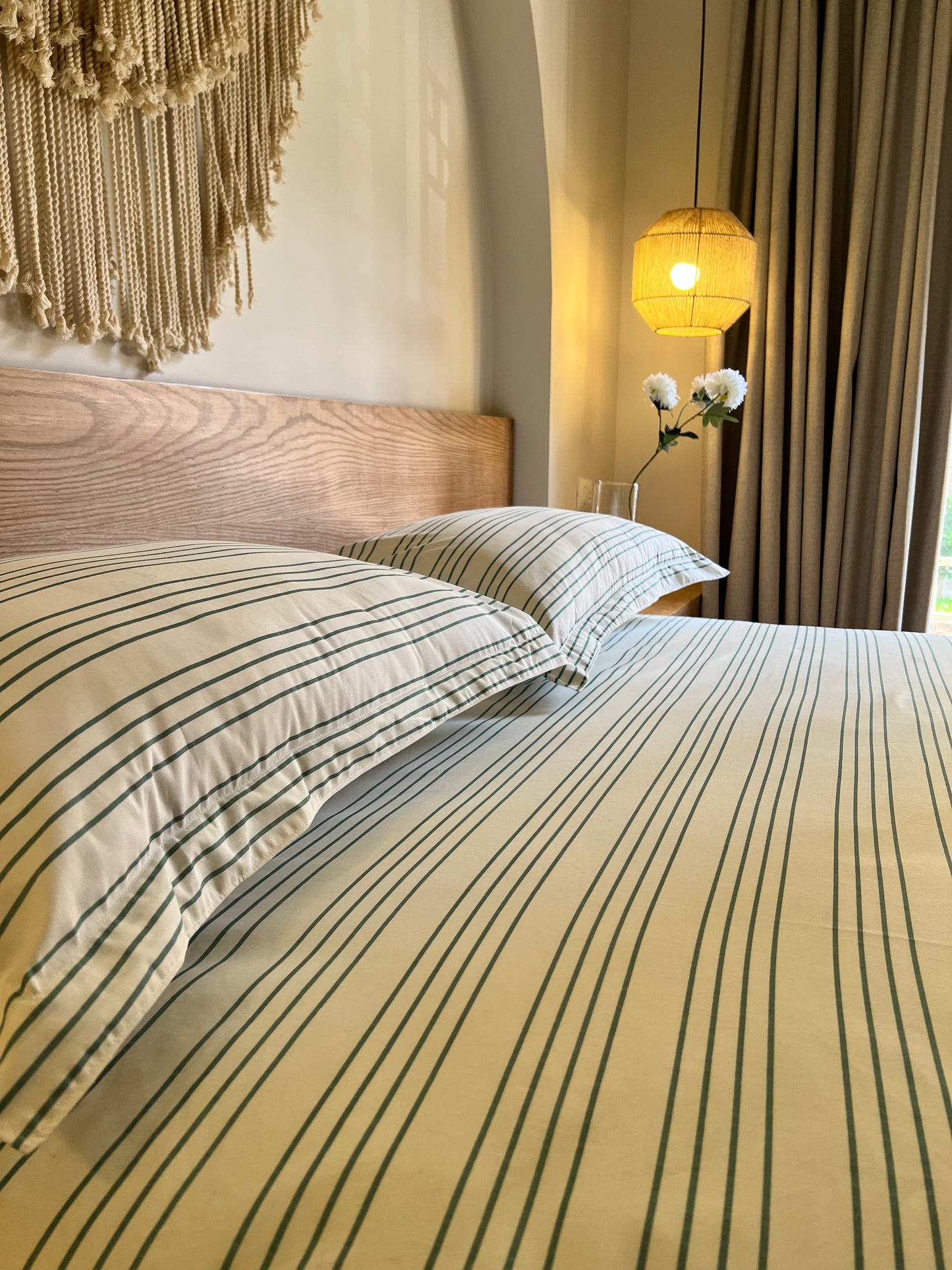 GREEN RIBBED cotton bedsheet