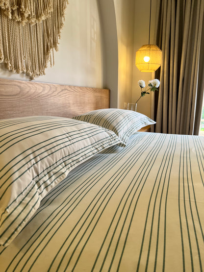 GREEN RIBBED cotton bedsheet