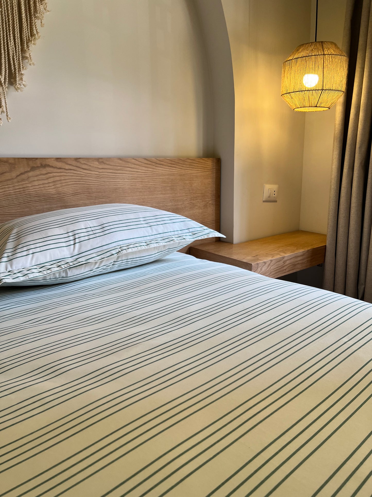 GREEN RIBBED cotton bedsheet