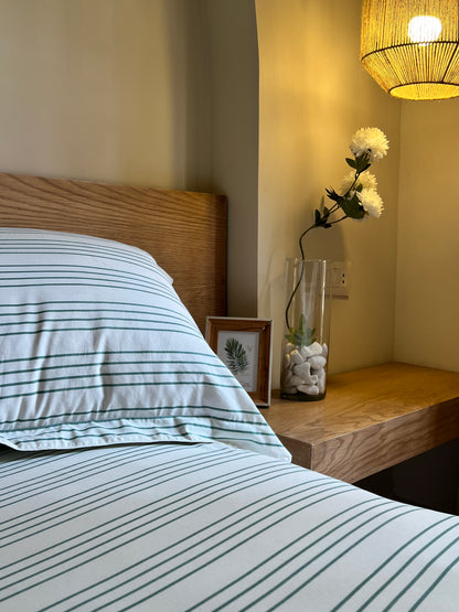 GREEN RIBBED cotton bedsheet
