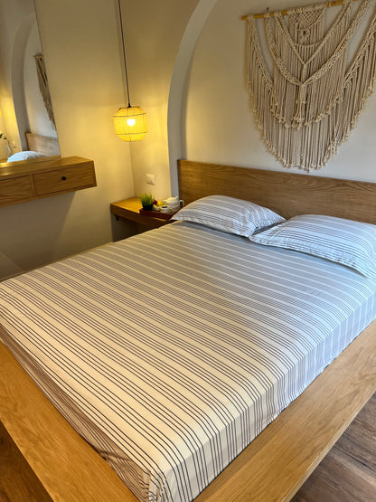 GREY RIBBED cotton bedsheet