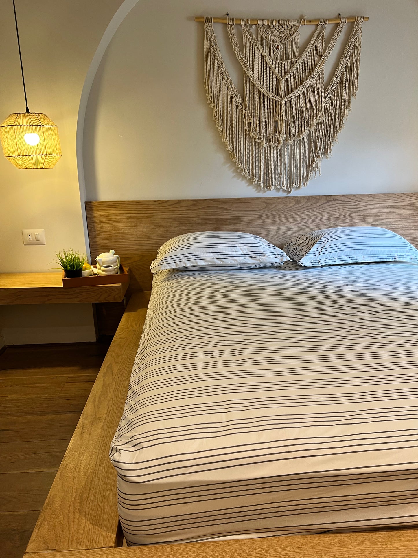 GREY RIBBED cotton bedsheet