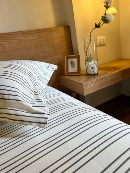 GREY RIBBED cotton bedsheet