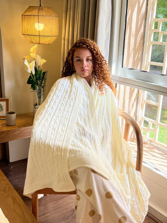MILKY Knitted Cotton Throw Blanket