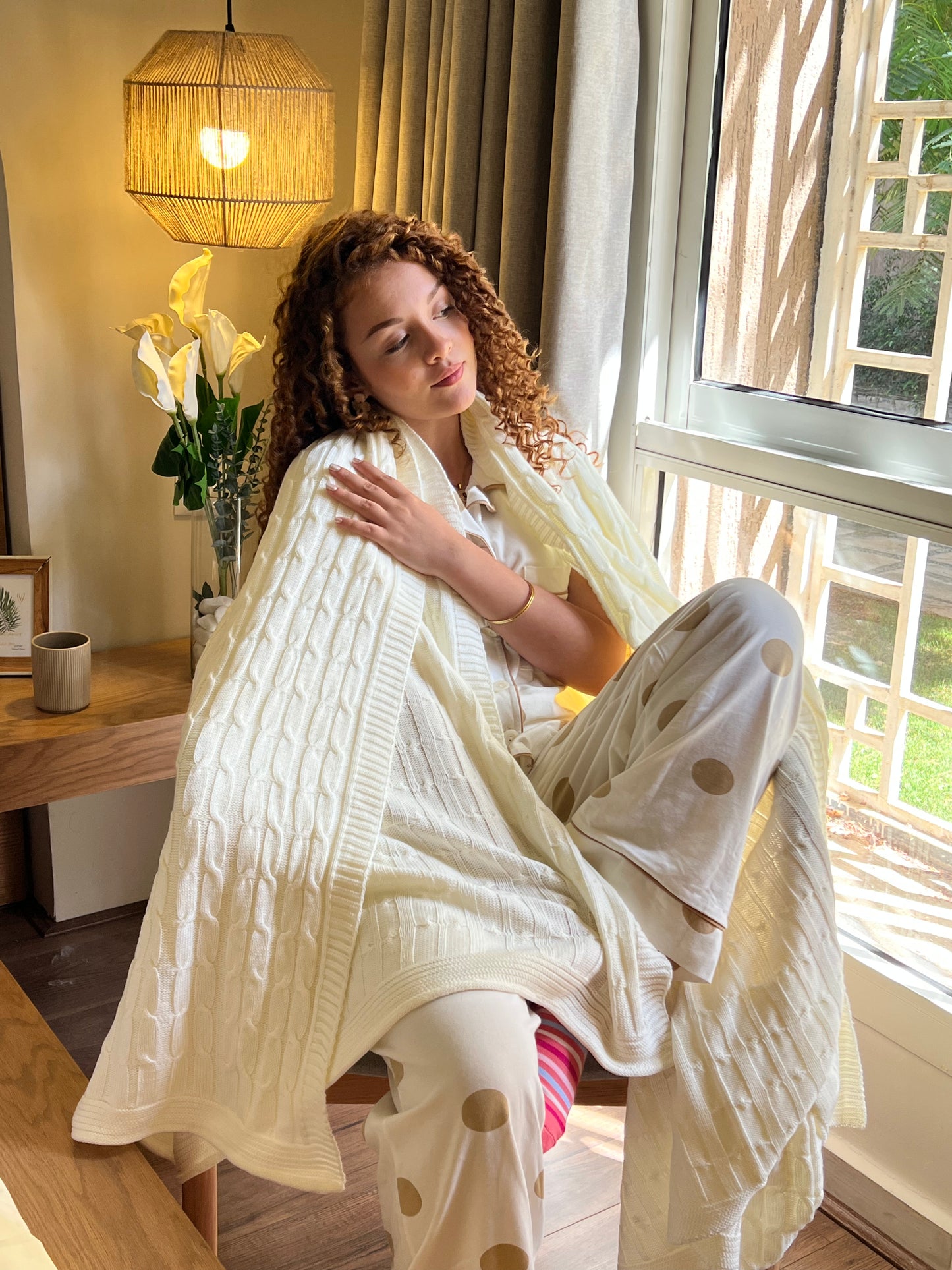 MILKY Knitted Cotton Throw Blanket