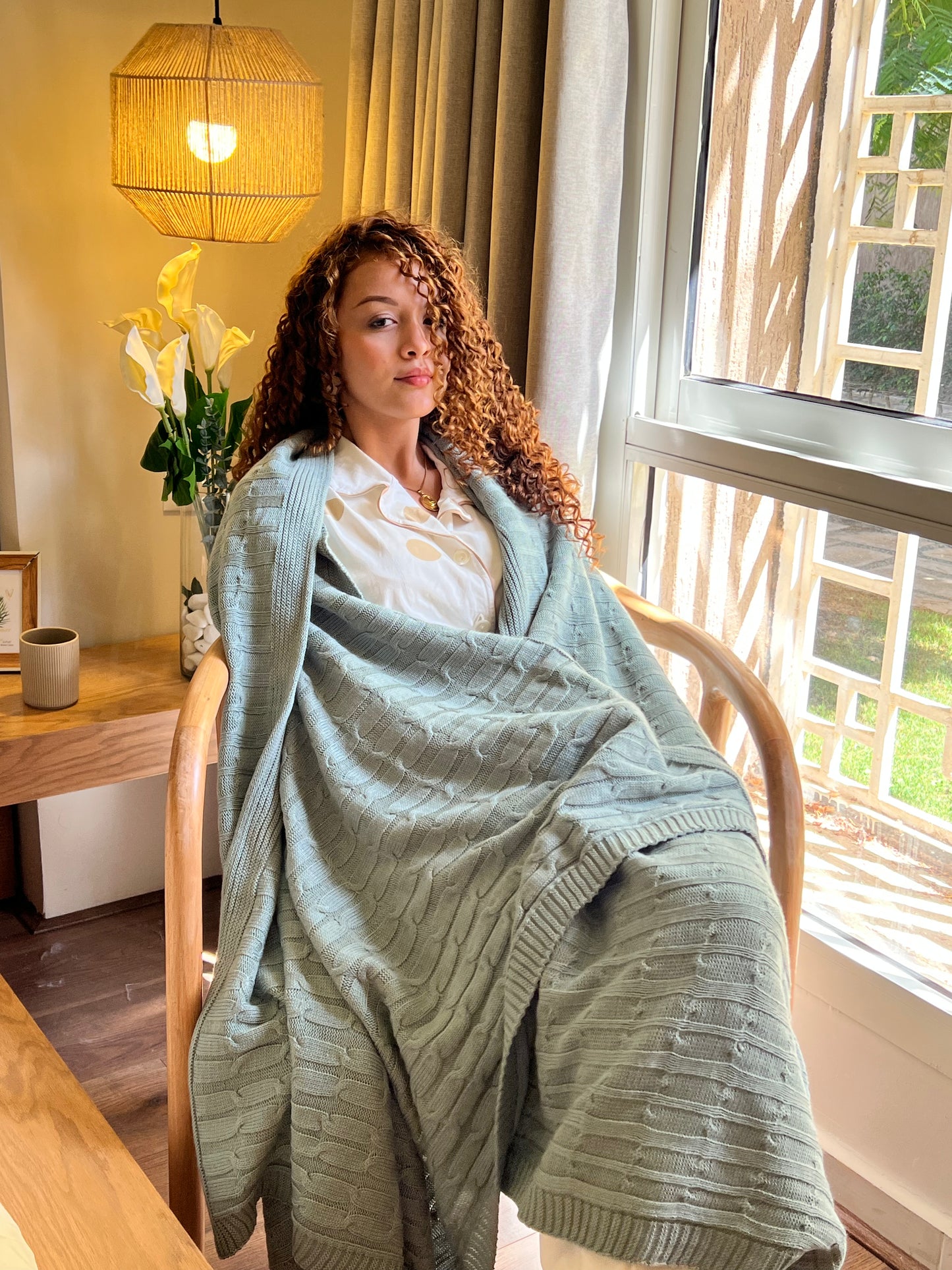 FRESH Knitted Cotton Throw Blanket