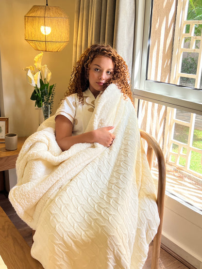 MILKY WOOL Knitted Cotton Throw Blanket