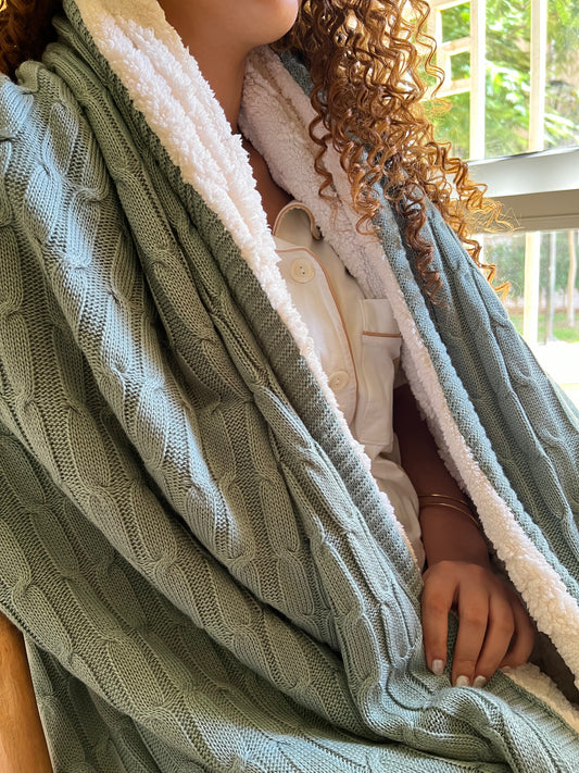 FRESH WOOL Knitted Cotton Throw Blanket