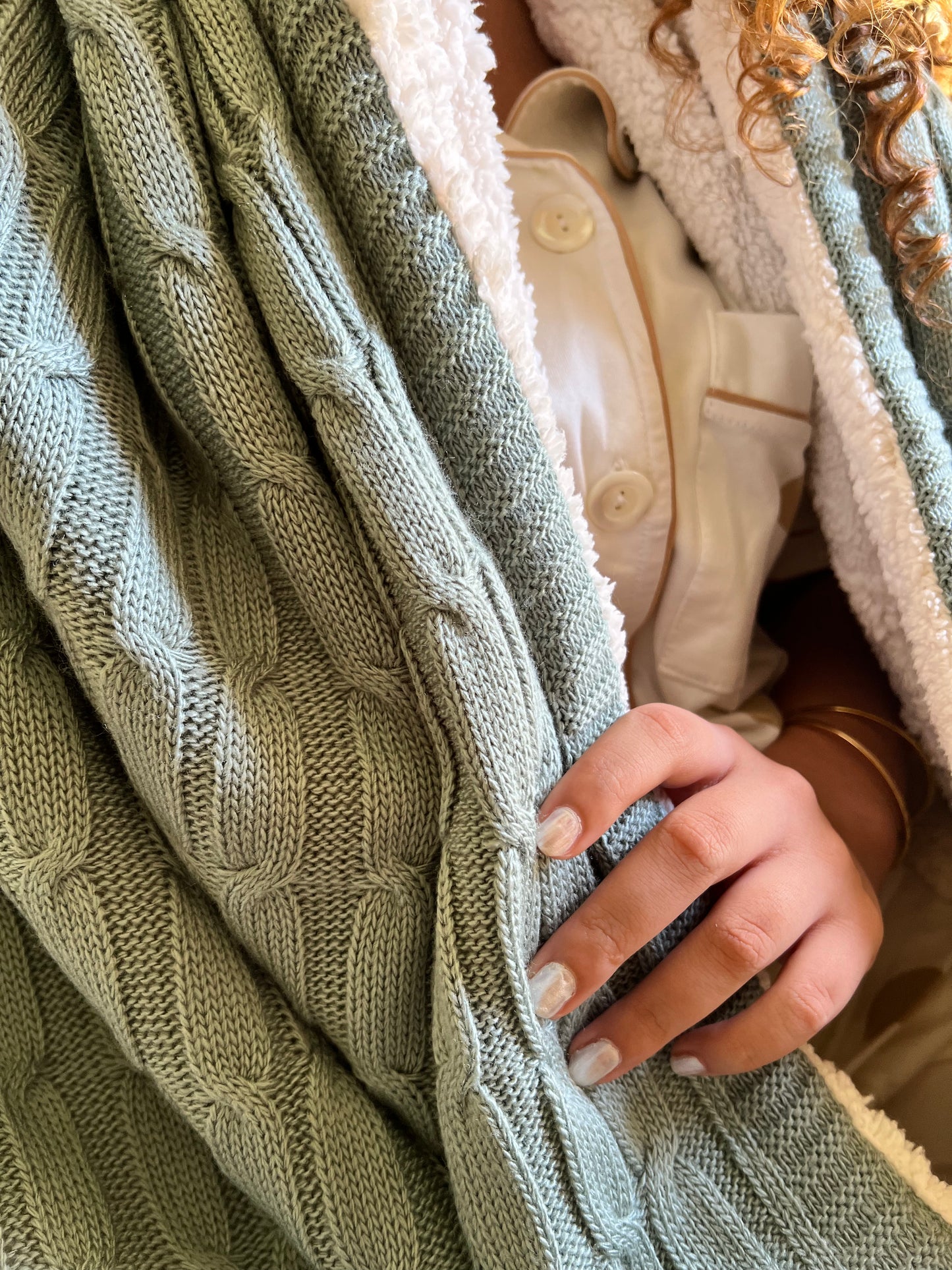 FRESH WOOL Knitted Cotton Throw Blanket
