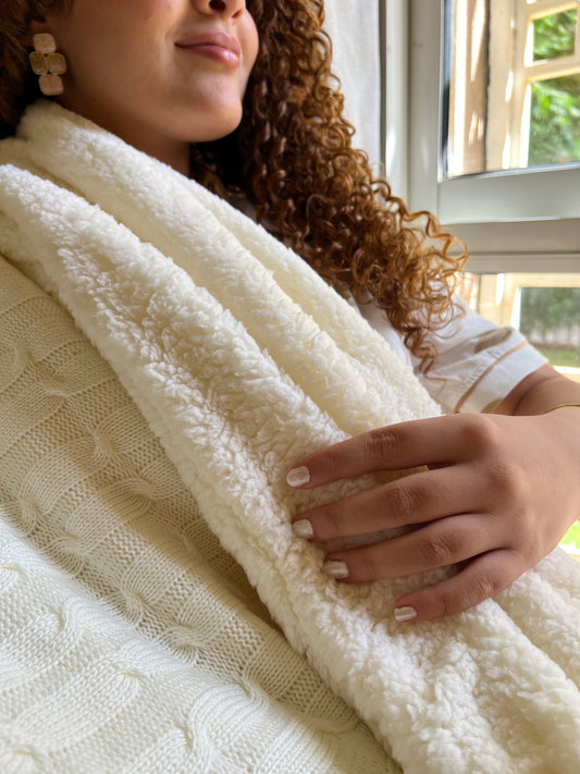 MILKY WOOL Knitted Cotton Throw Blanket