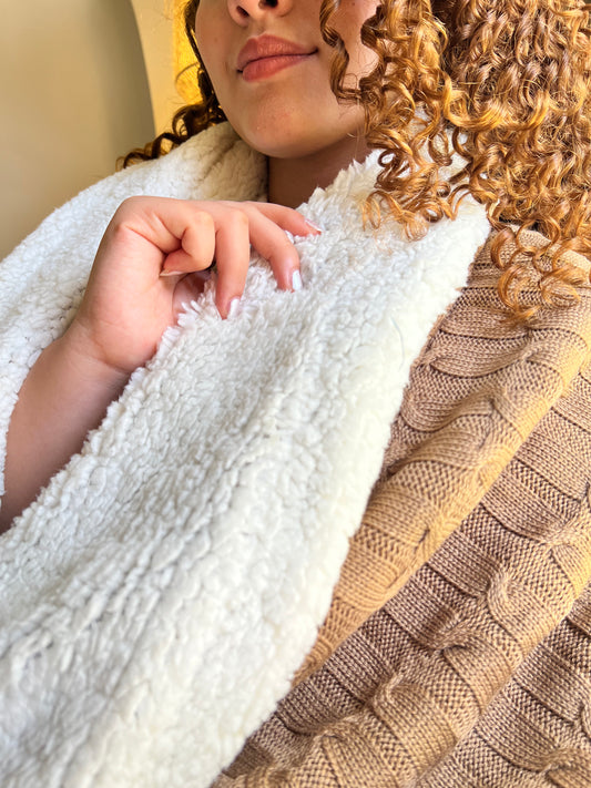 TOFFEE WOOL Knitted Cotton Throw Blanket