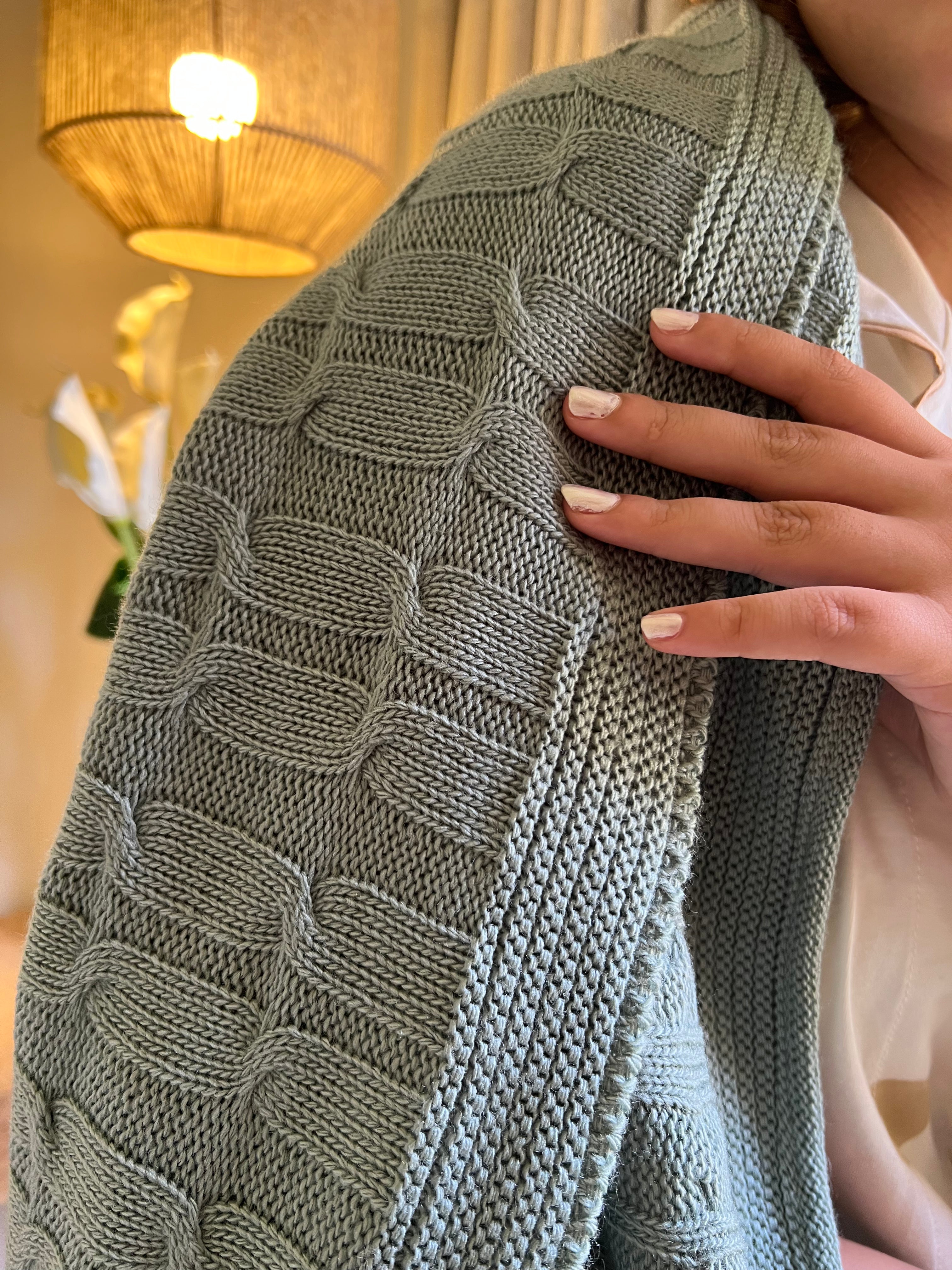 FRESH Knitted Cotton Throw Blanket