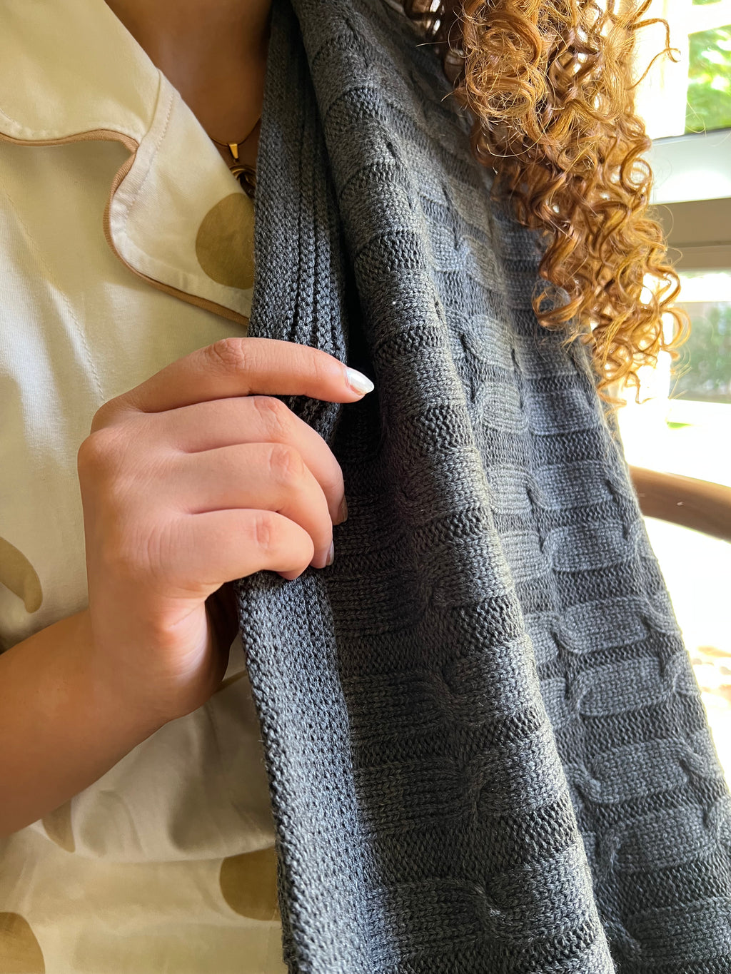 SMOKEY Knitted Cotton Throw Blanket
