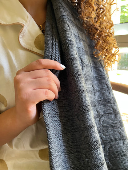SMOKEY Knitted Cotton Throw Blanket