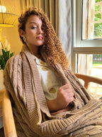 TOFFEE Knitted Cotton Throw Blanket